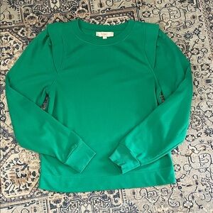 LOFT Vibrant Kelly Green Puff Sleeve Pullover Sweater